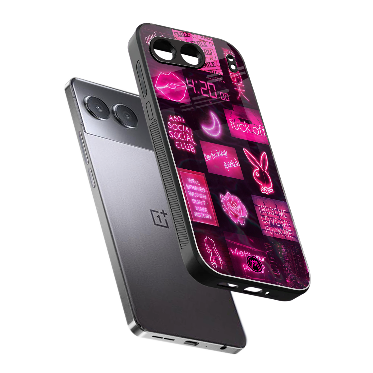 black pink aesthetic collage back phone cover | glass case for oneplus nord 4