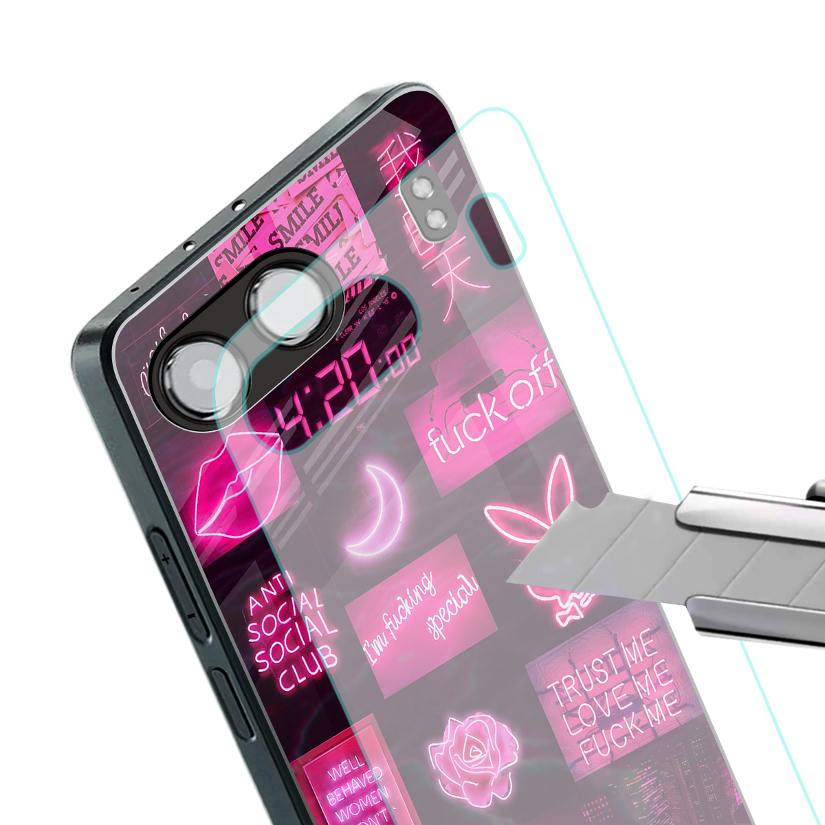 black pink aesthetic collage back phone cover | glass case for oneplus nord 4
