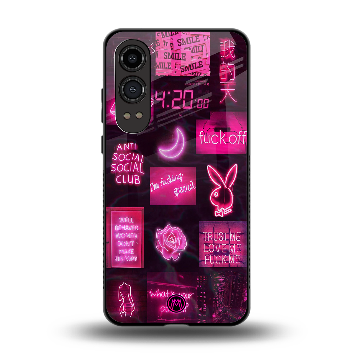 black pink aesthetic collage back phone cover | glass case for oneplus nord ce 4 lite