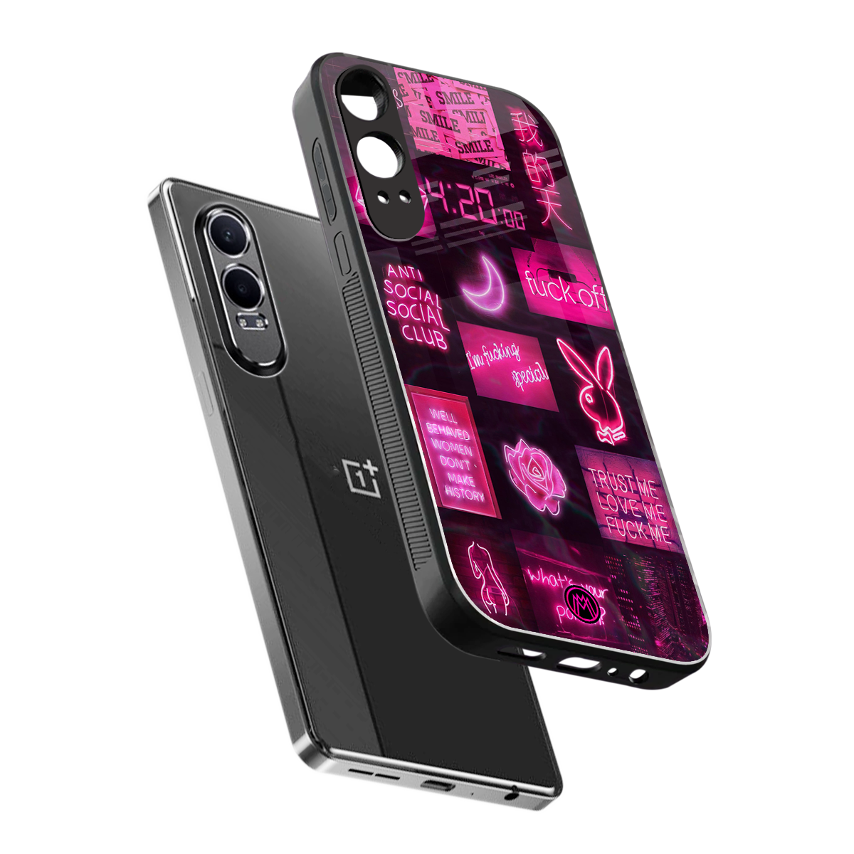 black pink aesthetic collage back phone cover | glass case for oneplus nord ce 4 lite