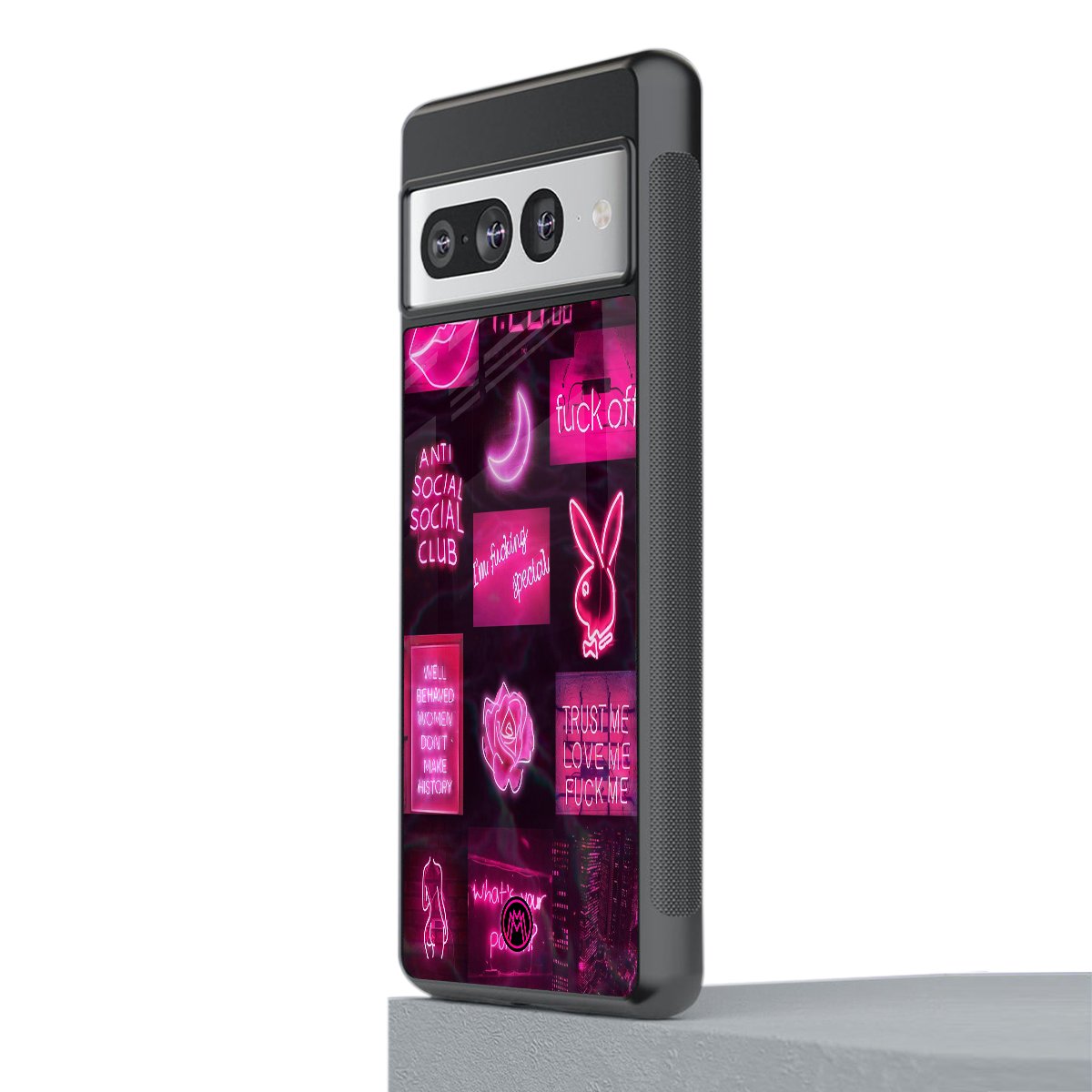 black pink aesthetic collage back phone cover | glass case for google pixel 7 pro