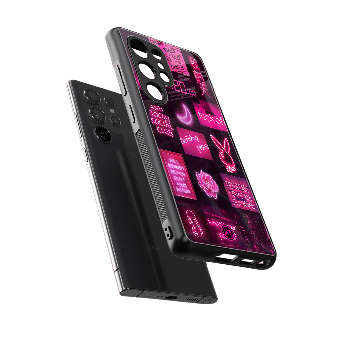 black pink aesthetic collage back phone cover | glass case for samsung galaxy s25 ultra