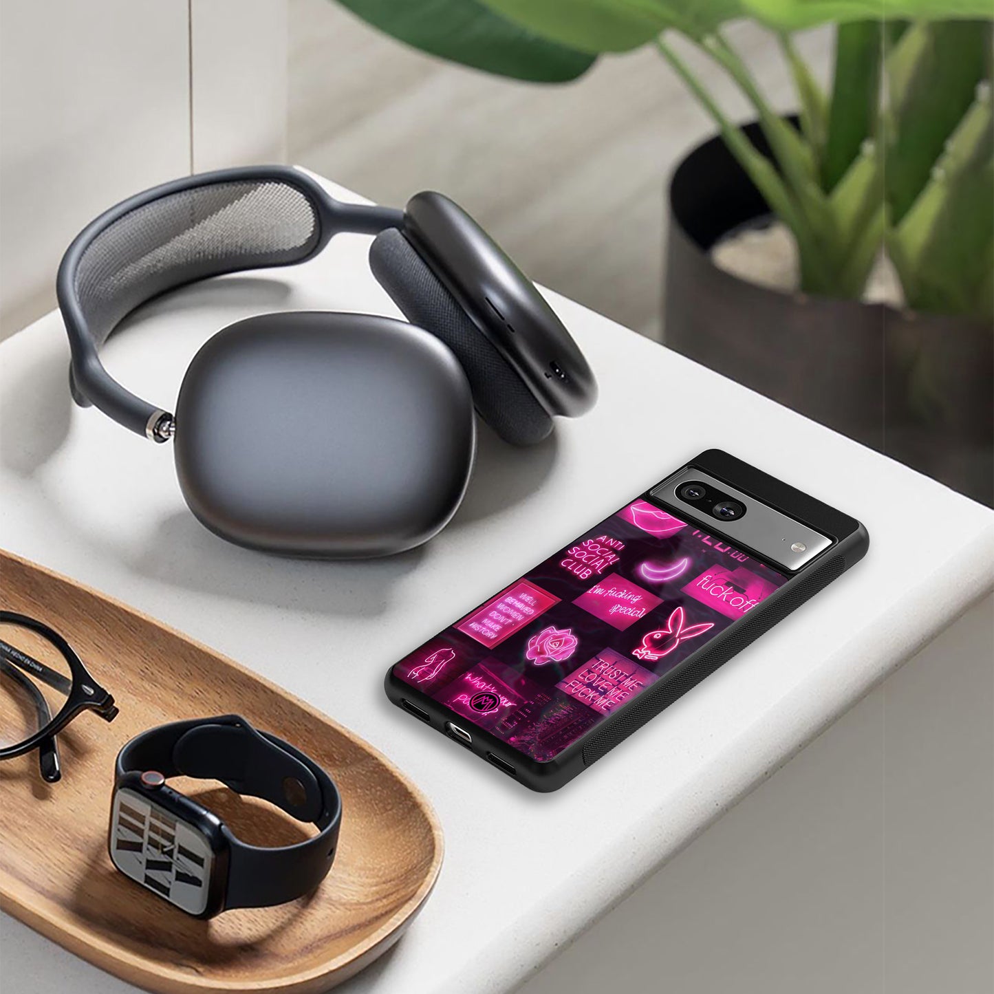 black pink aesthetic collage back phone cover | glass case for google pixel 9 pro