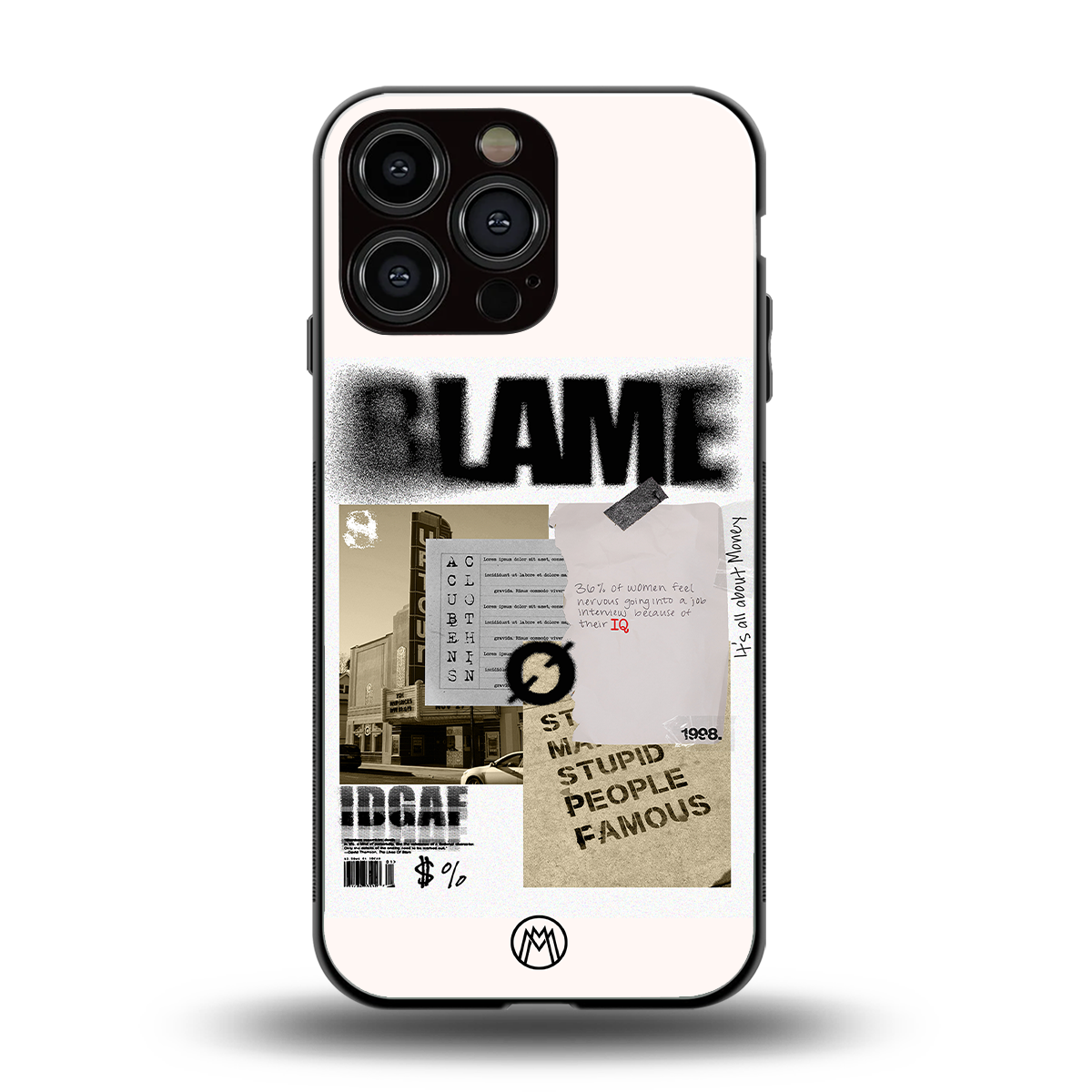 blame back phone cover | glass case for iphone 14 pro max