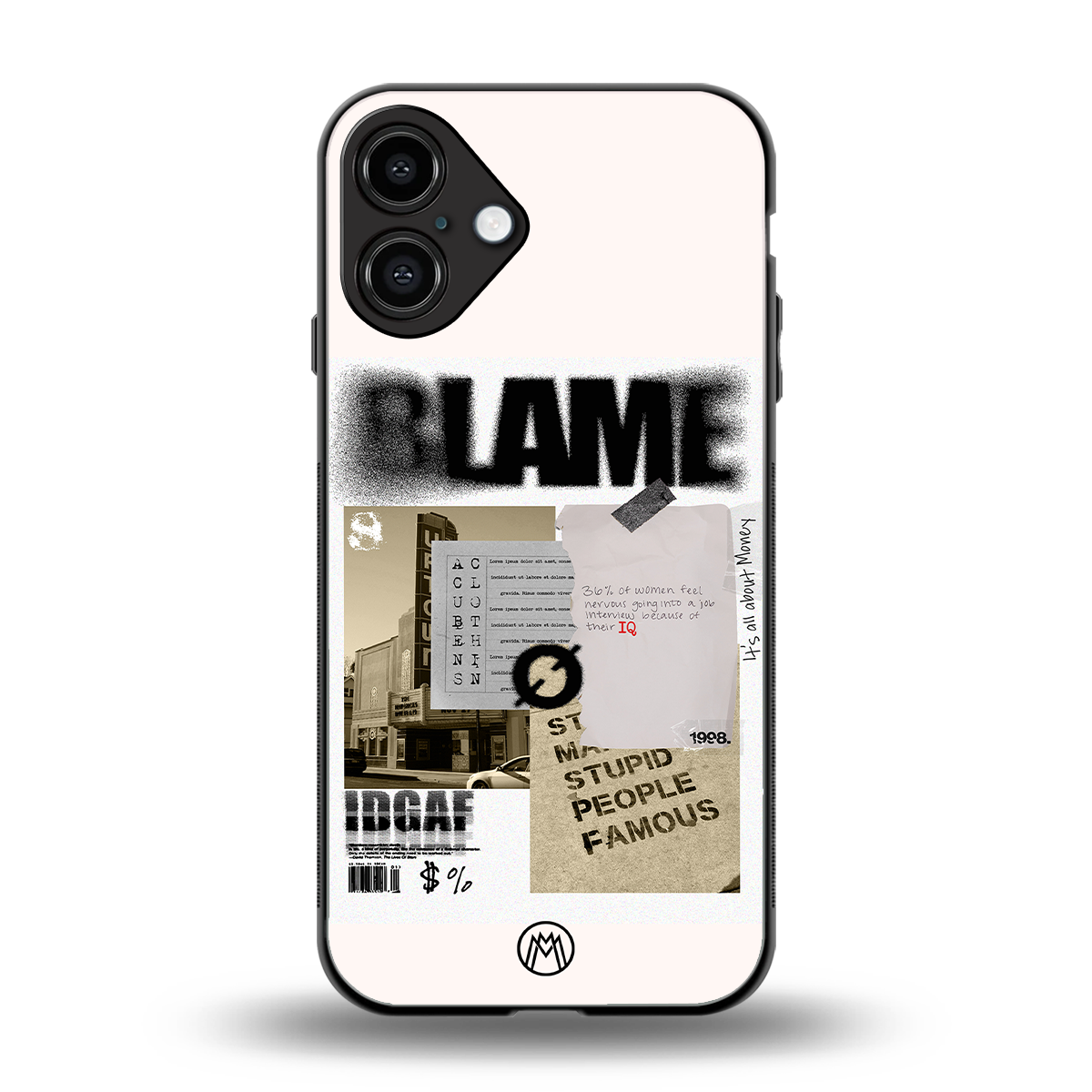 blame back phone cover | glass case for iphone 16 plus