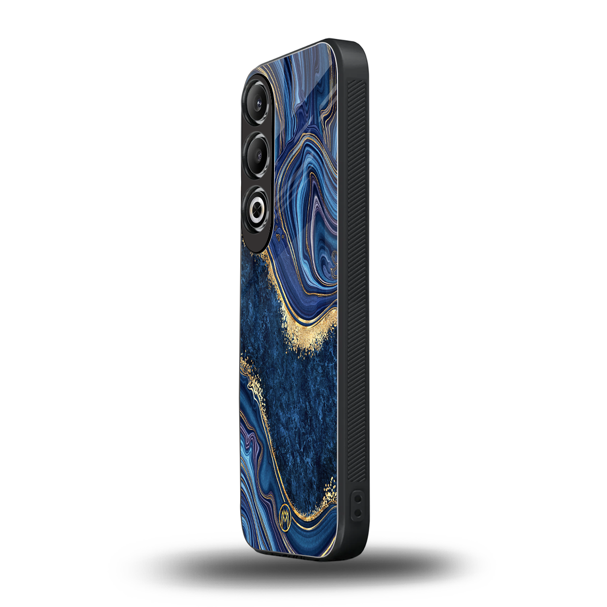 blue gold liquid marble back phone cover | glass case for oneplus nord ce 4