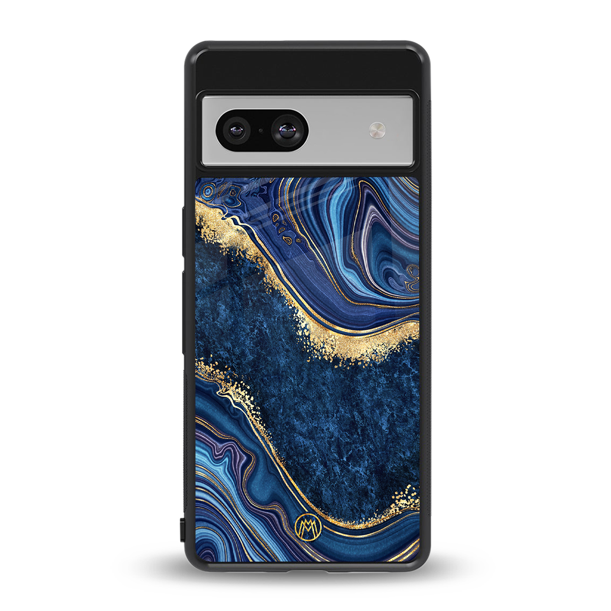 blue gold liquid marble back phone cover | glass case for Google Pixel 7