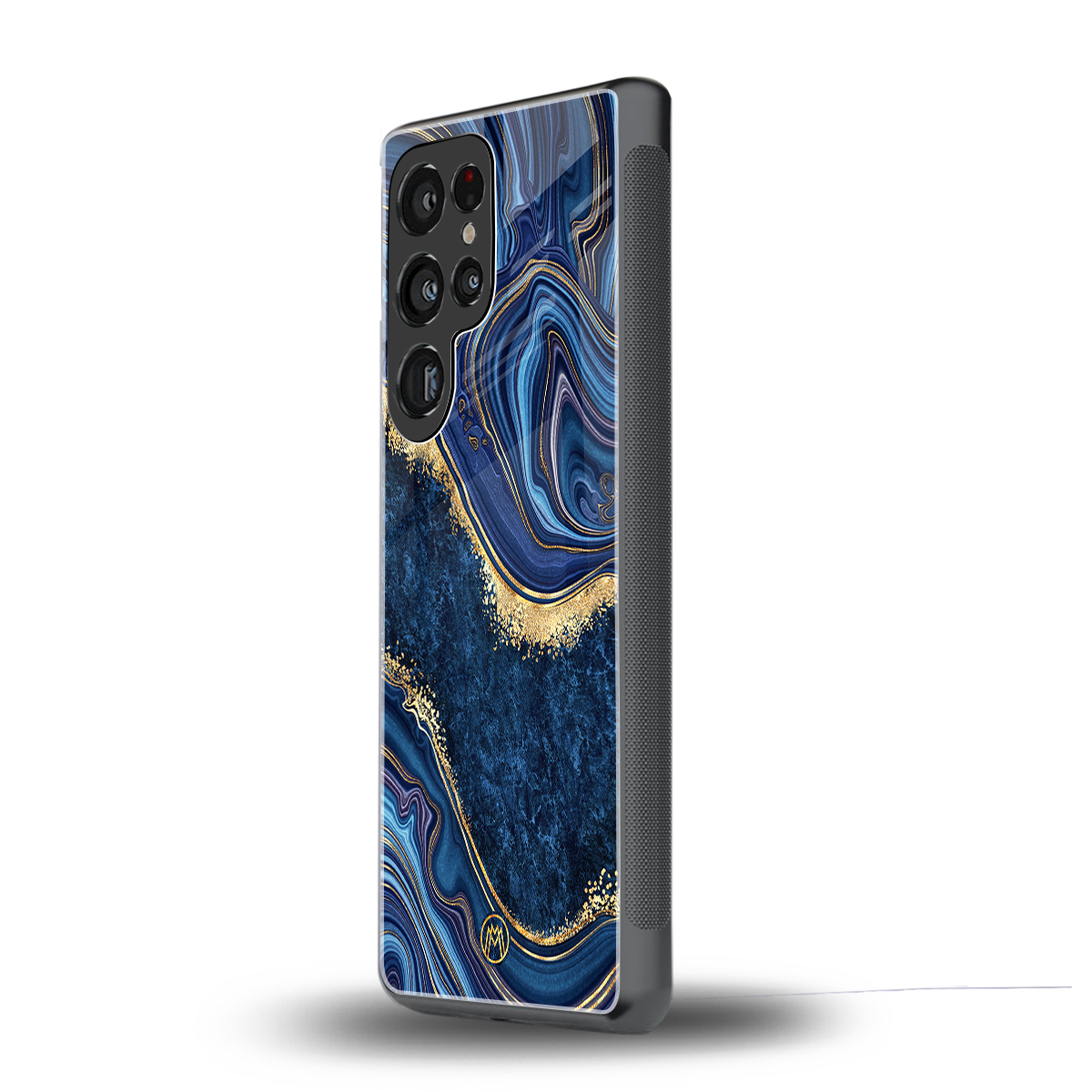 blue gold liquid marble back phone cover | glass case for samsung galaxy s25 ultra