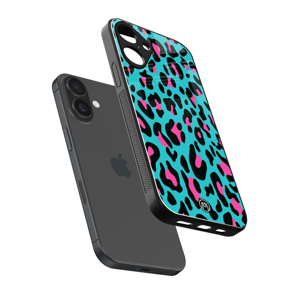 blue leopard fur back phone cover | glass case for iphone 16 plus