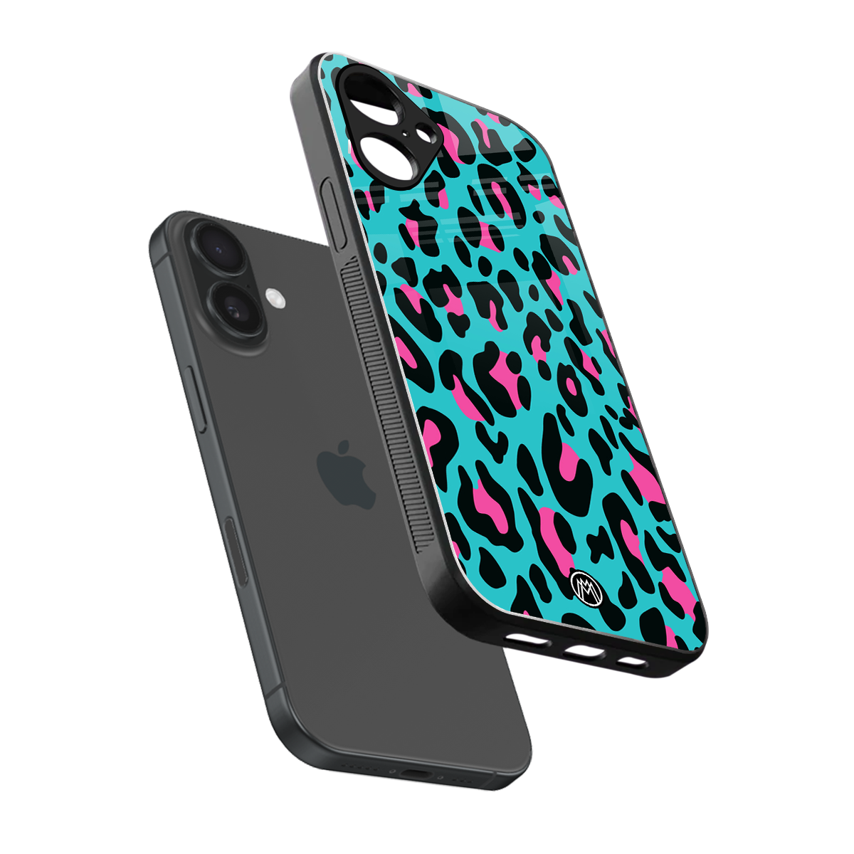 blue leopard fur back phone cover | glass case for iphone 16