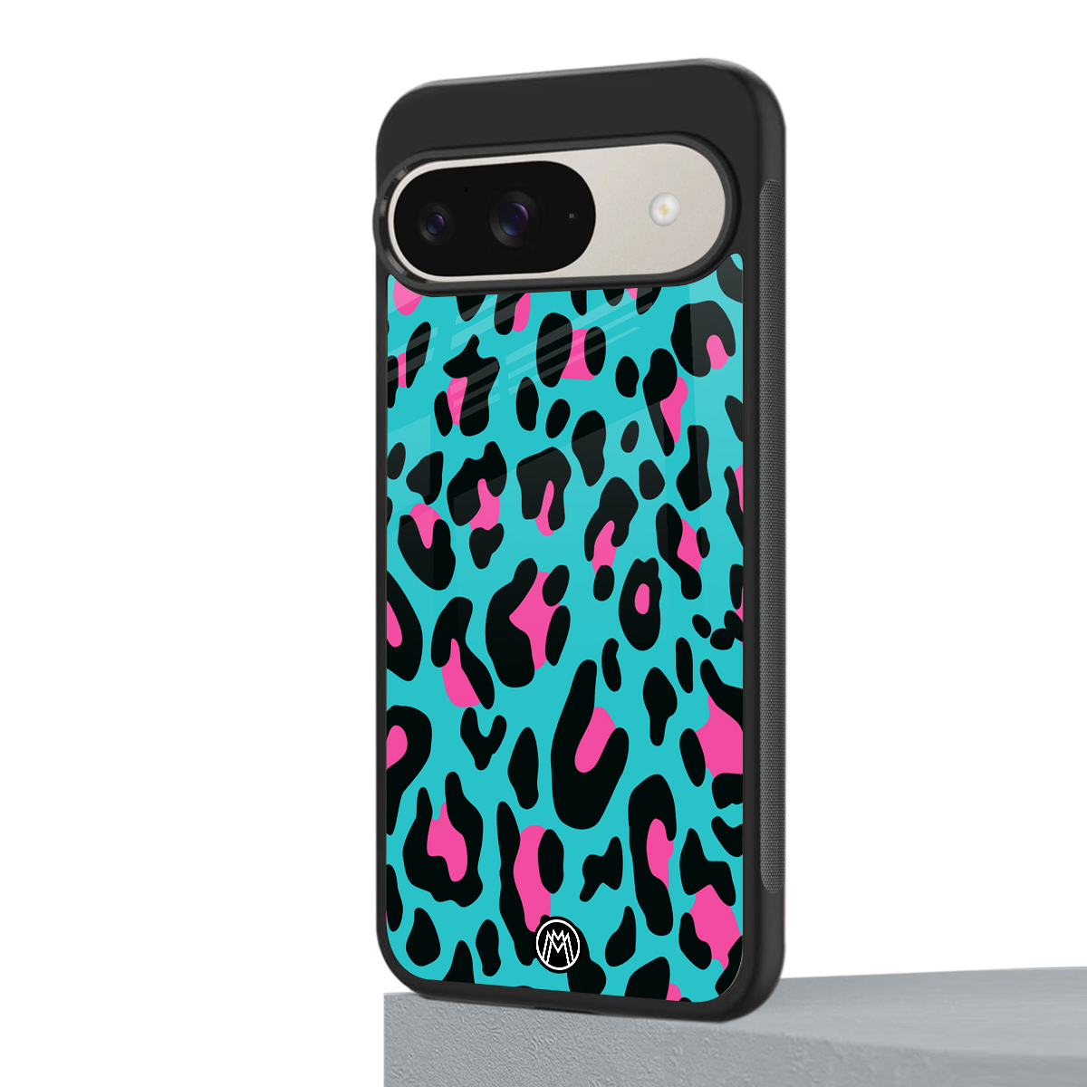 blue leopard fur back phone cover | glass case for google pixel 9