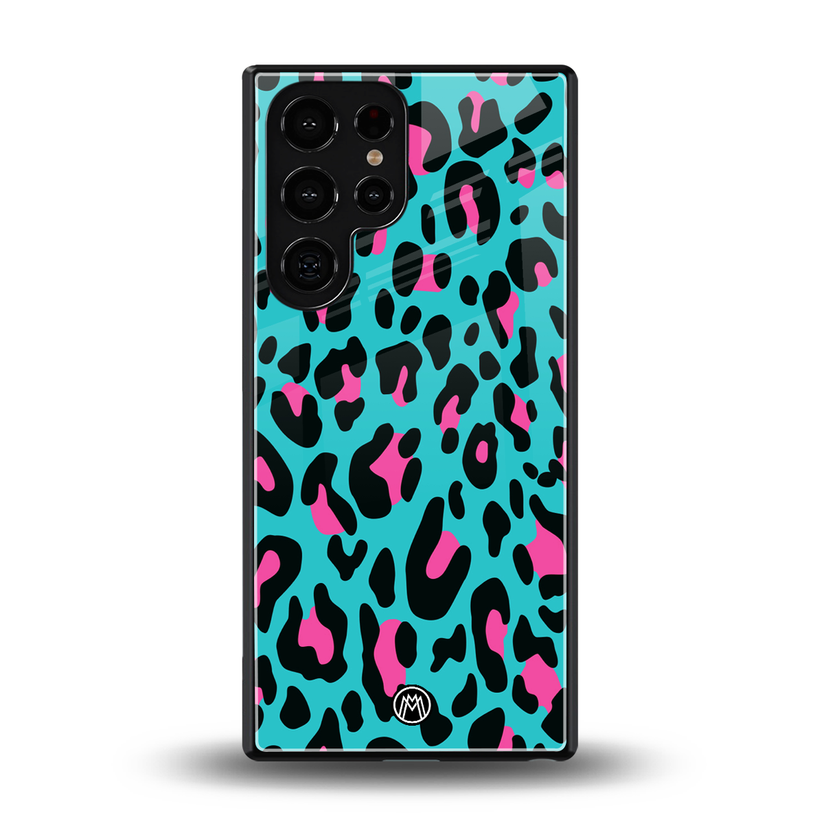 blue leopard fur back phone cover | glass case for samsung galaxy s25 ultra