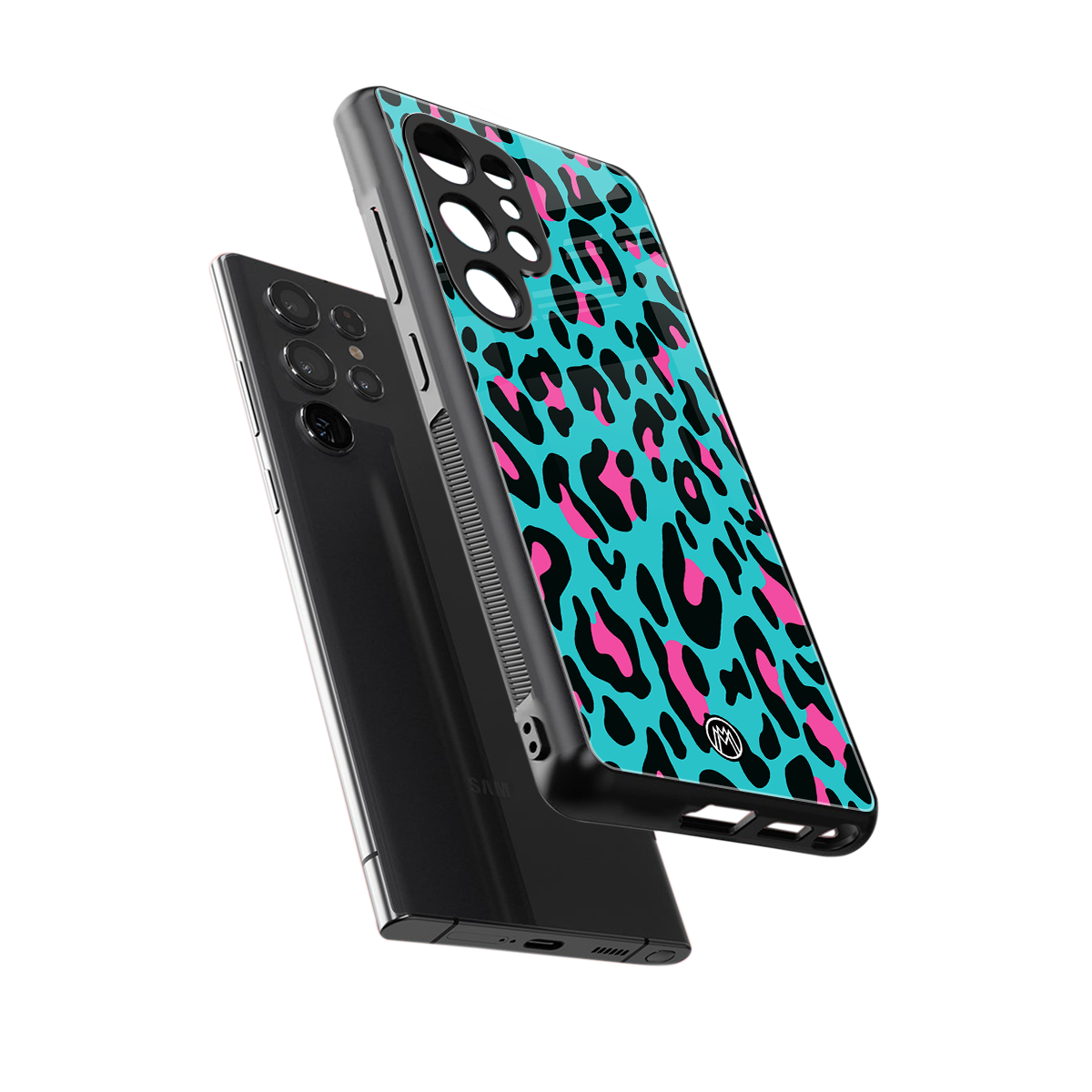 blue leopard fur back phone cover | glass case for samsung galaxy s25 ultra
