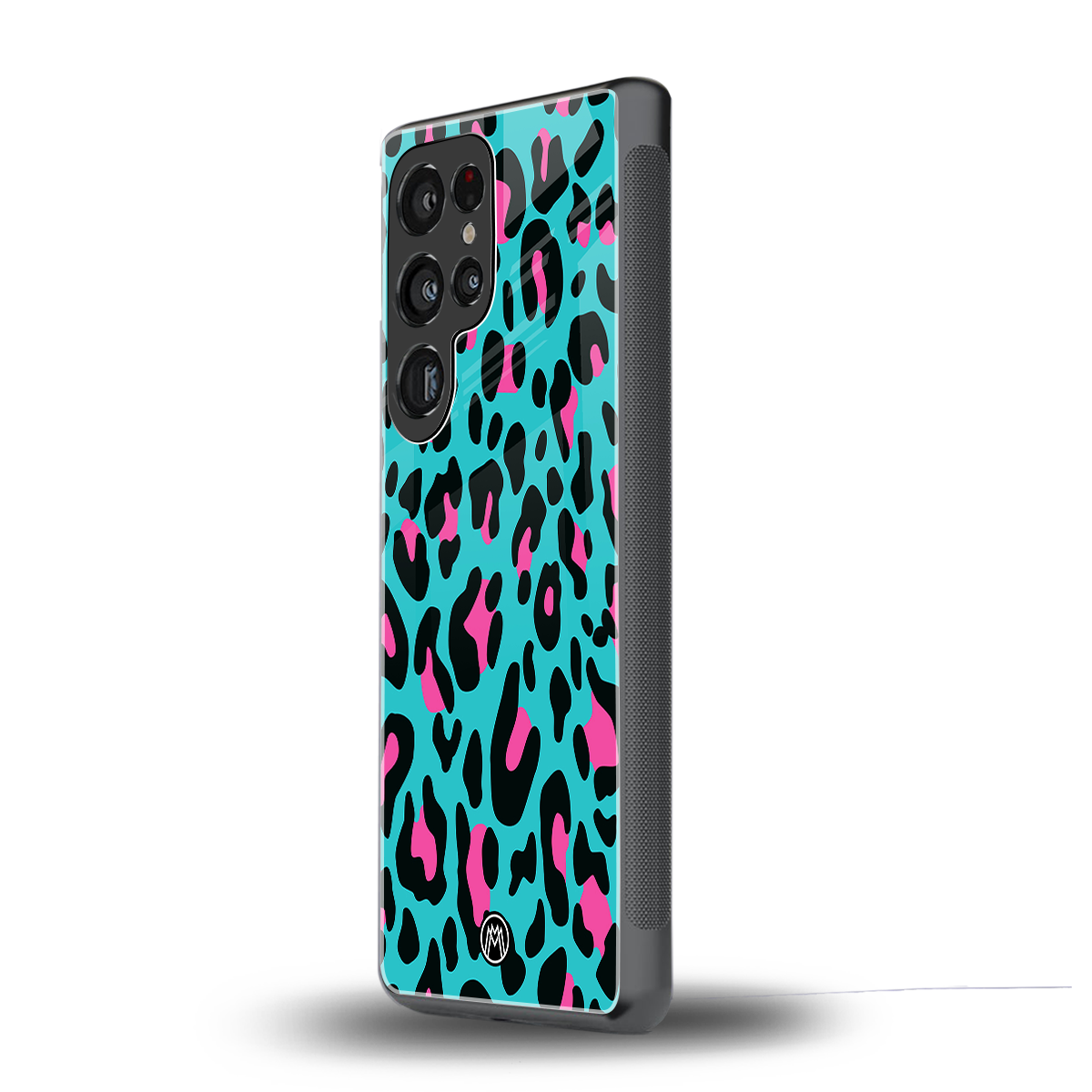 blue leopard fur back phone cover | glass case for samsung galaxy s25 ultra