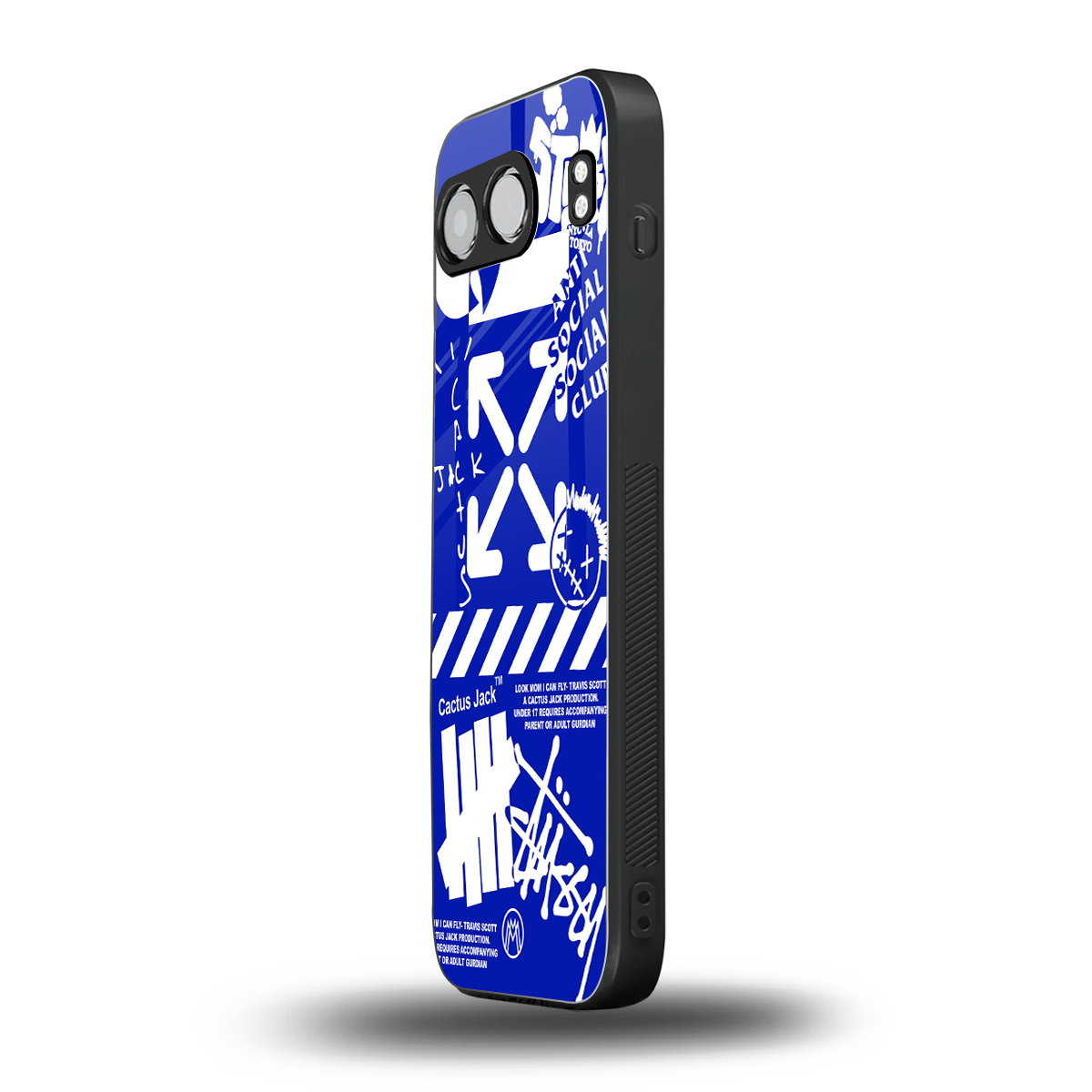 blue travis scott x anti social social club back phone cover | glass case for oneplus nord 4