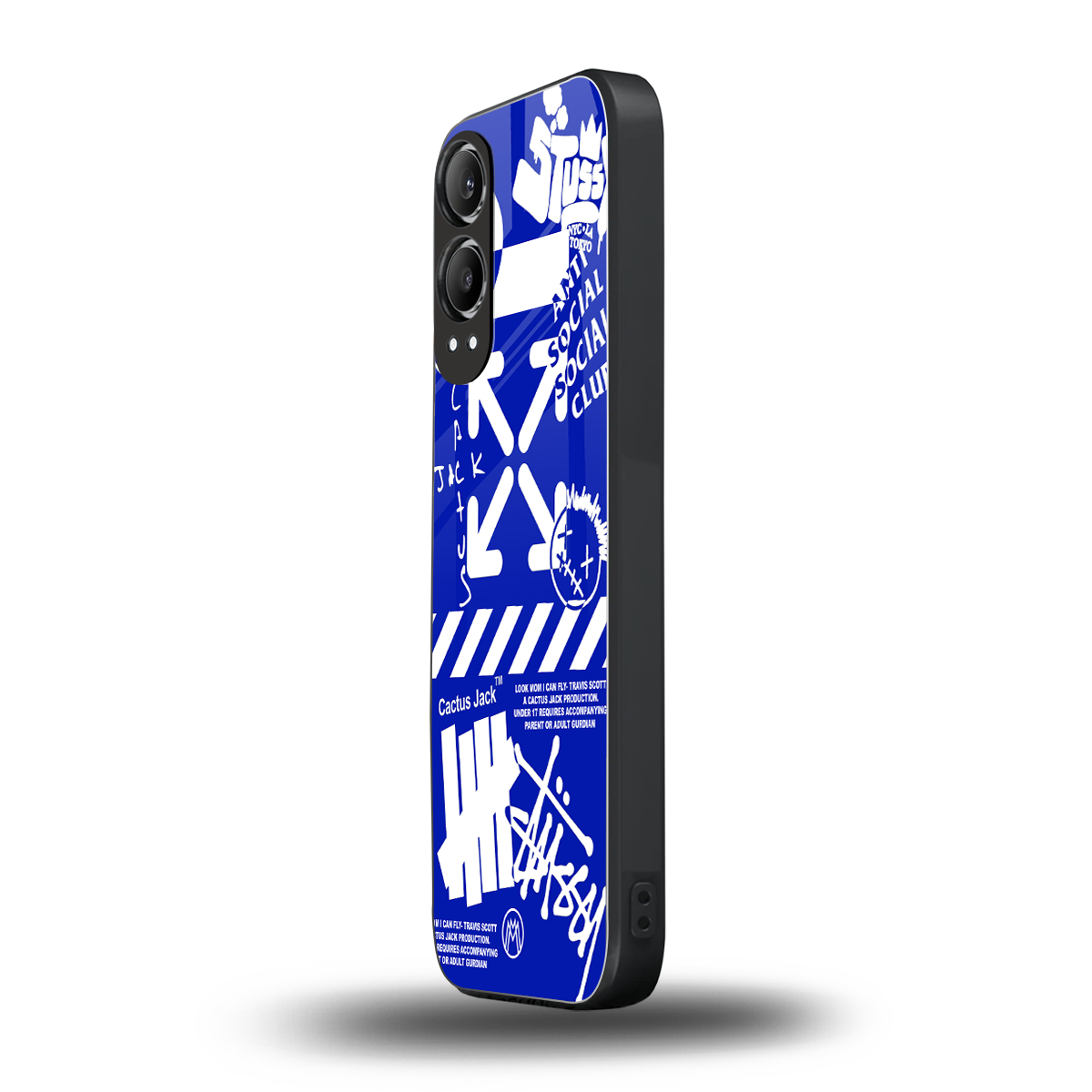 blue travis scott x anti social social club back phone cover | glass case for oneplus nord ce 4 lite