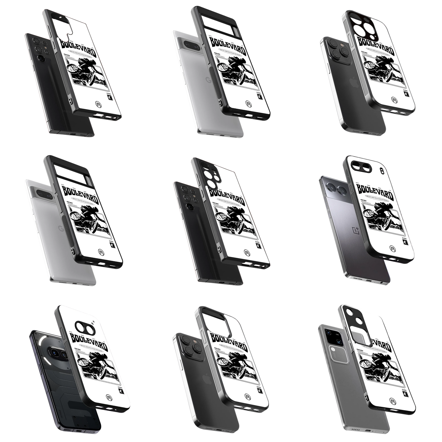 Durable Glass Back Mobile Case for iPhone, Samsung, OnePlus, Google Pixel, Redmi, Vivo, Oppo