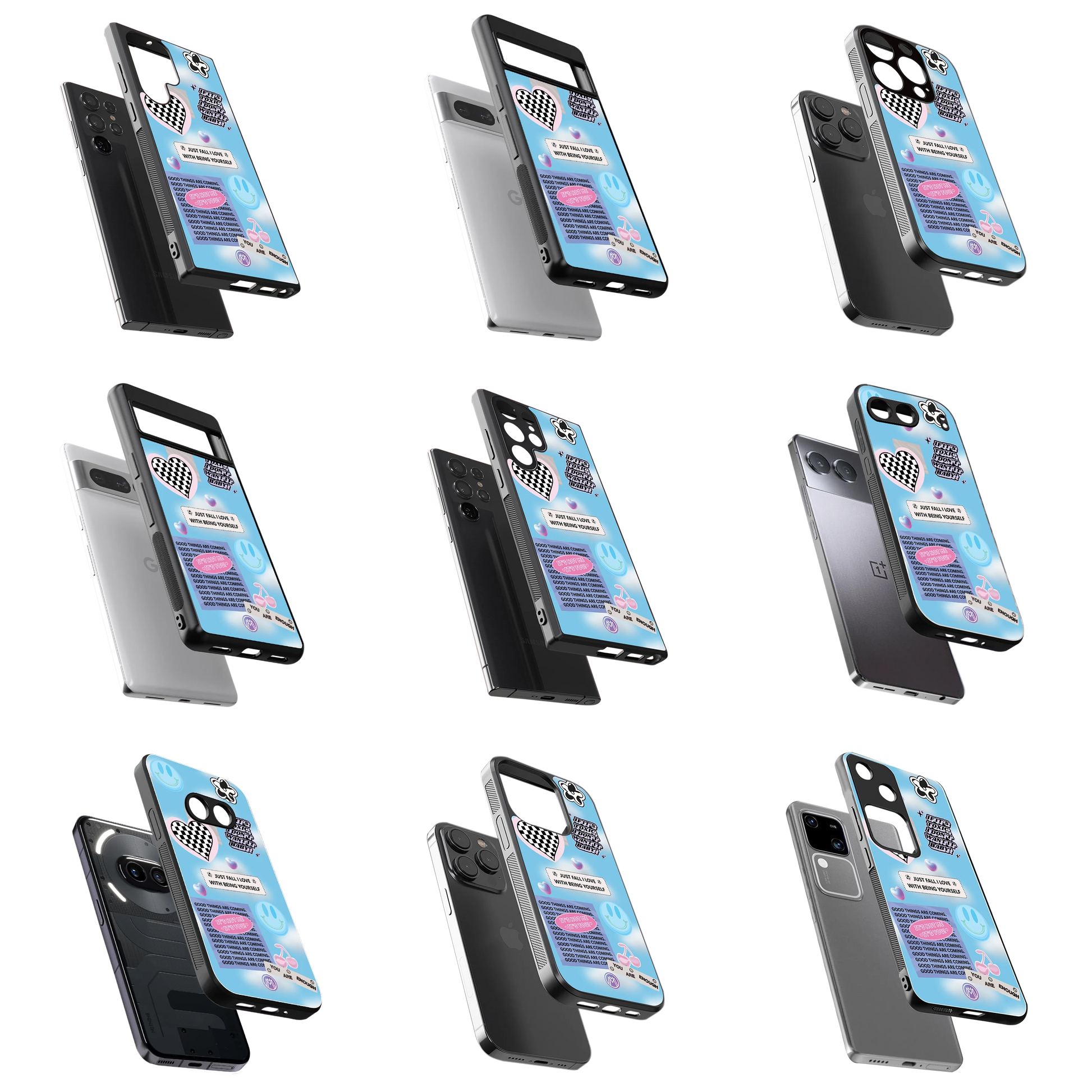 Durable Glass Back Mobile Case for iPhone, Samsung, OnePlus, Google Pixel, Redmi, Vivo, Oppo