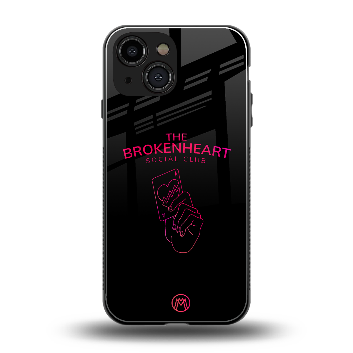 broken heart social club back phone cover | glass case for iphone 13 mini
