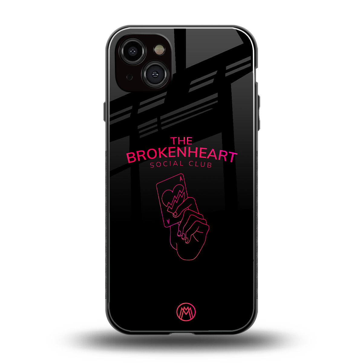 broken heart social club back phone cover | glass case for iphone 14 plus