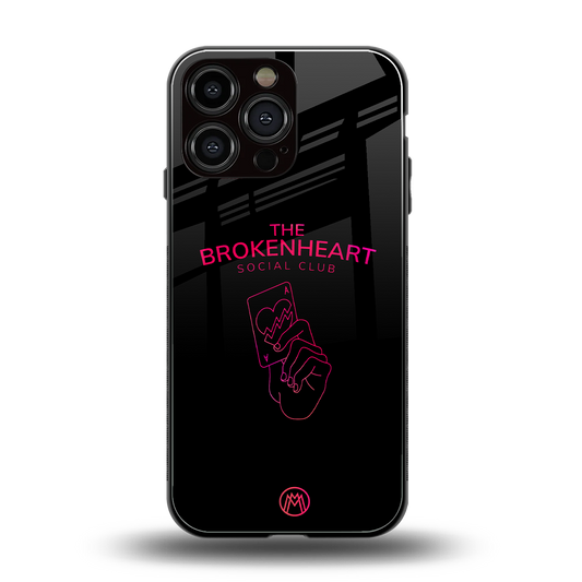 broken heart social club back phone cover | glass case for iphone 14 pro max