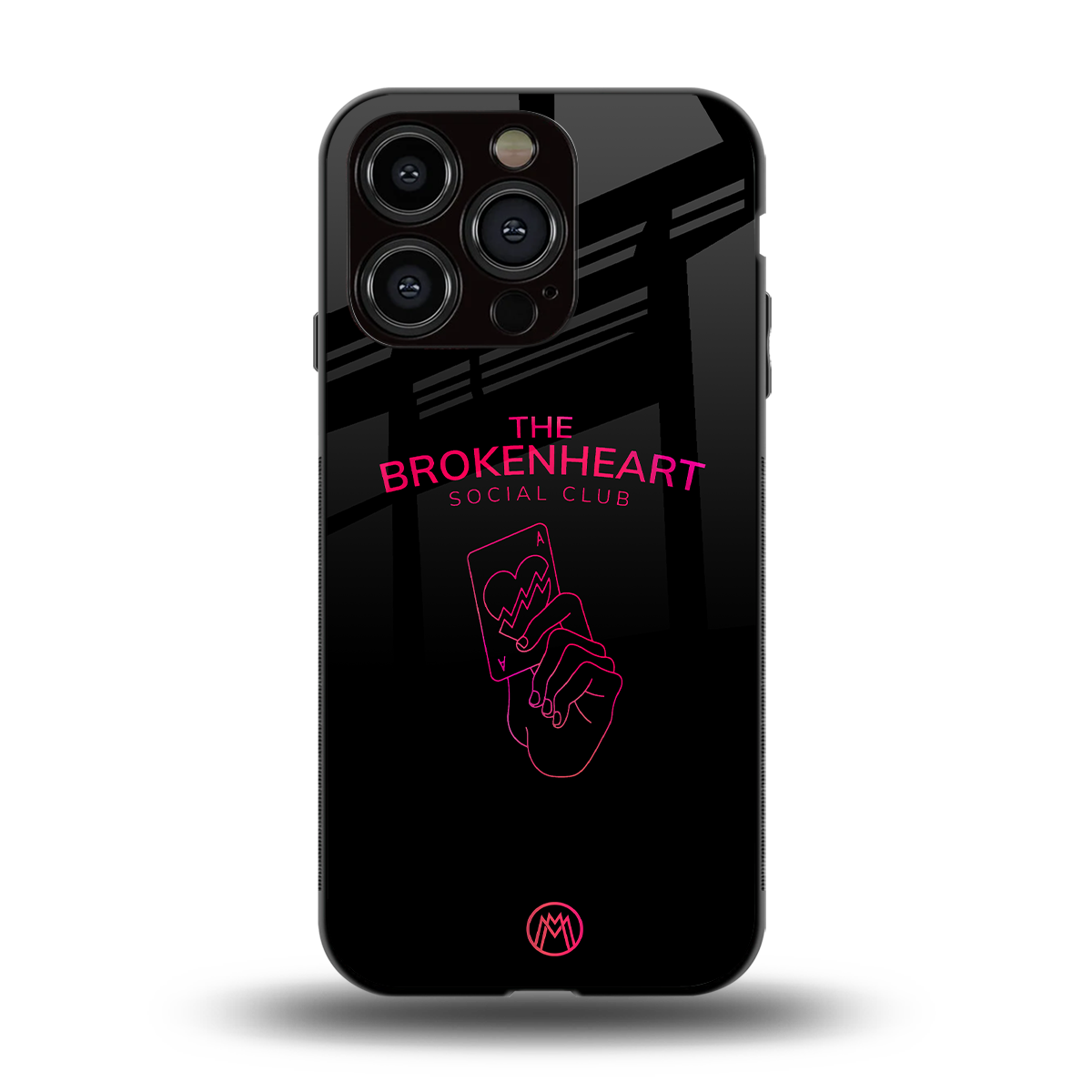 broken heart social club back phone cover | glass case for iphone 14 pro
