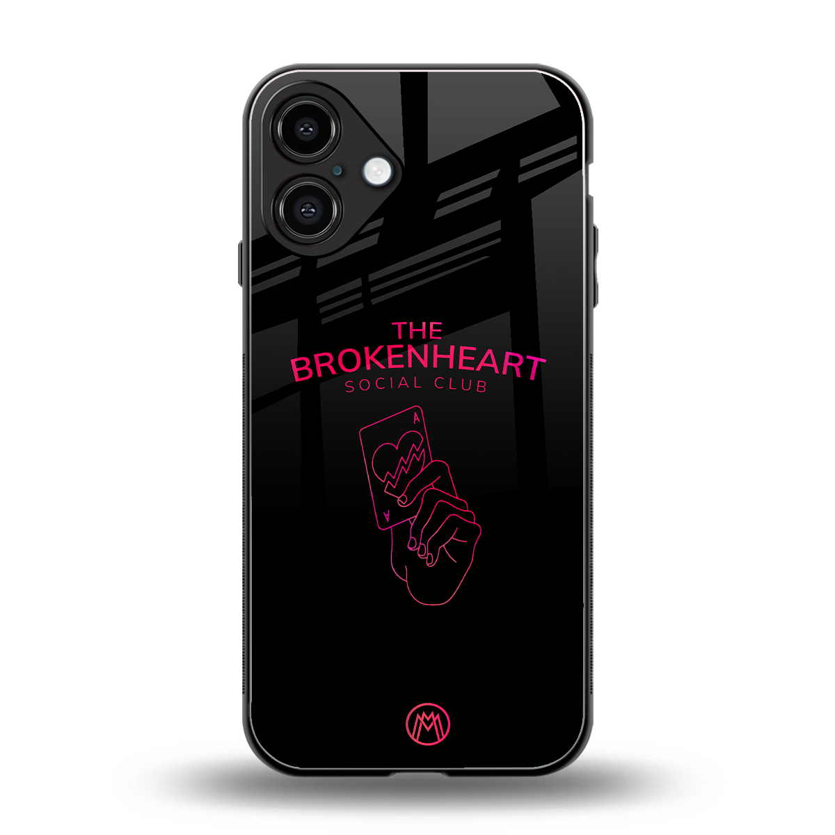 broken heart social club back phone cover | glass case for iphone 16 plus