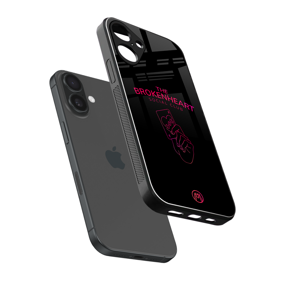 broken heart social club back phone cover | glass case for iphone 16 plus