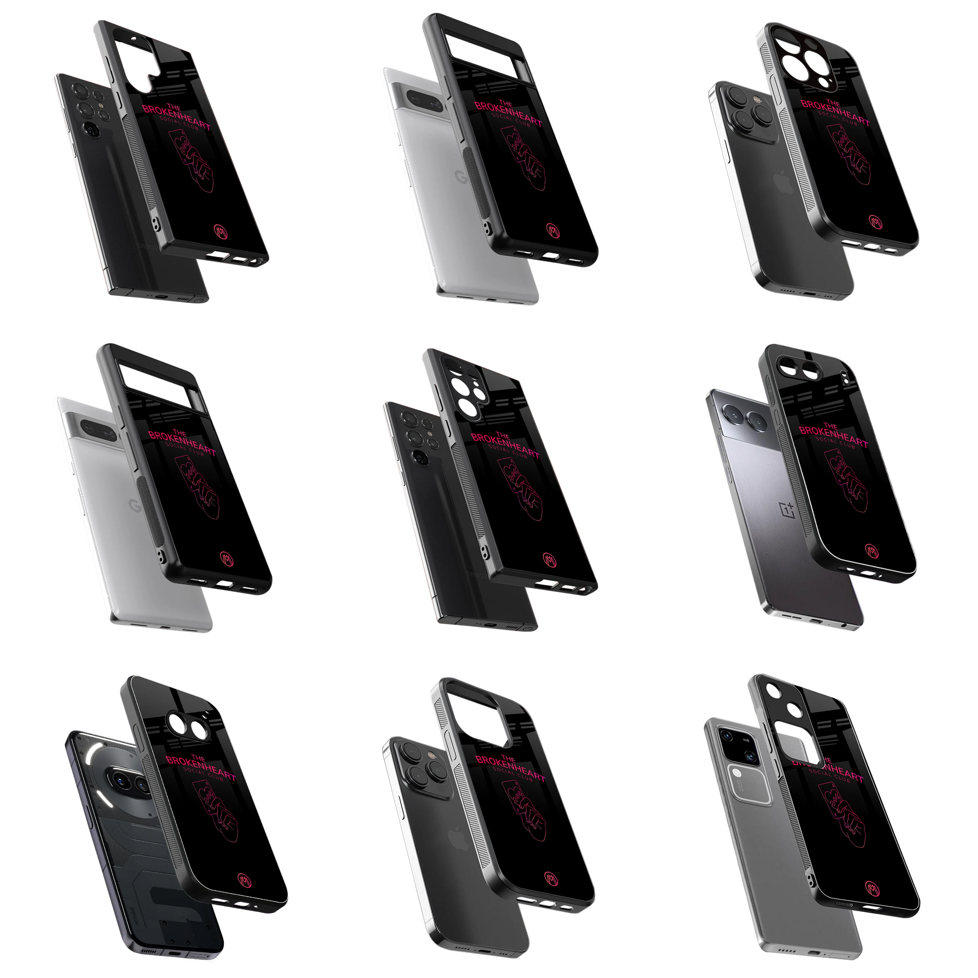 Durable Glass Back Mobile Case for iPhone, Samsung, OnePlus, Google Pixel, Redmi, Vivo, Oppo