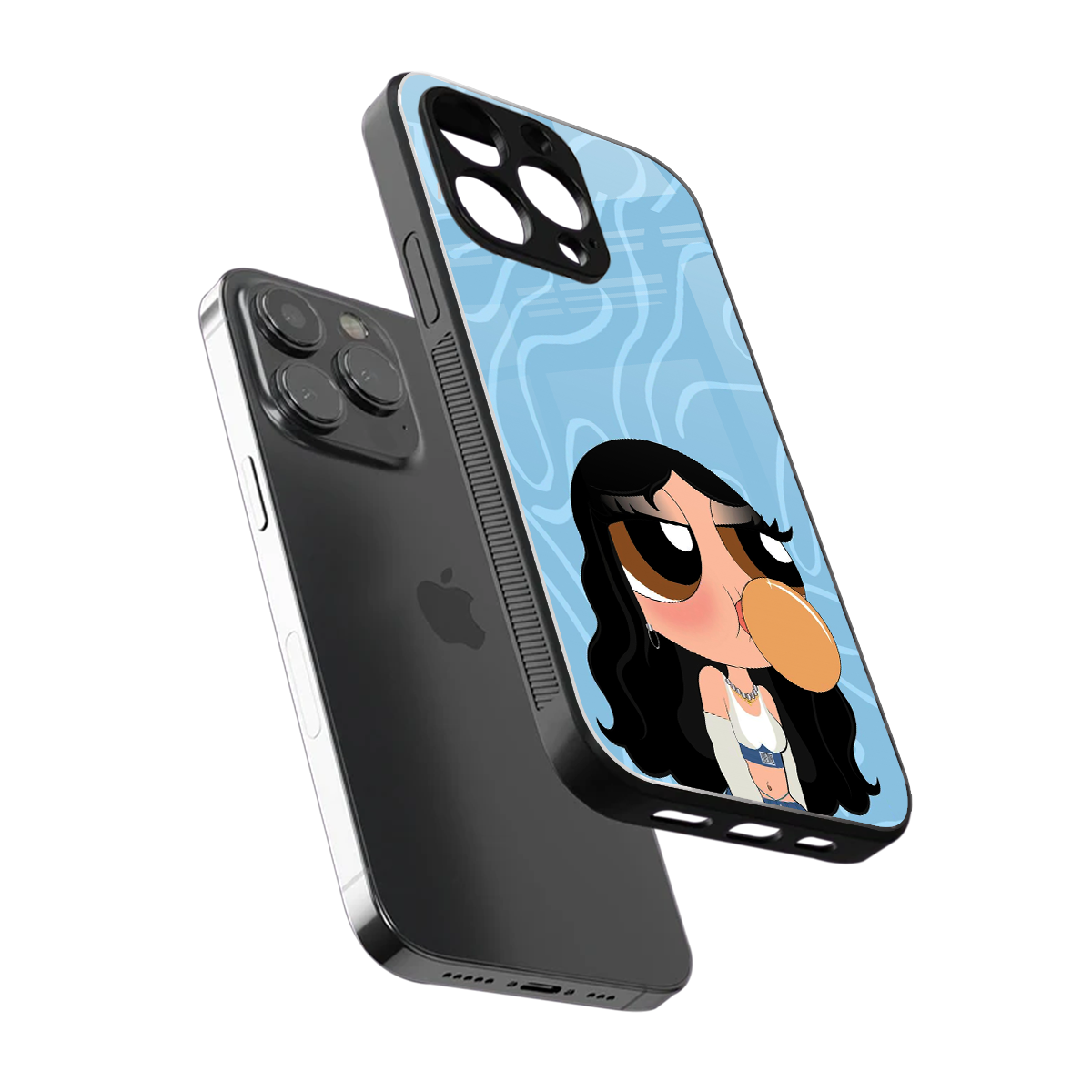 bubbly blue back phone cover | glass case for iphone 15 pro max