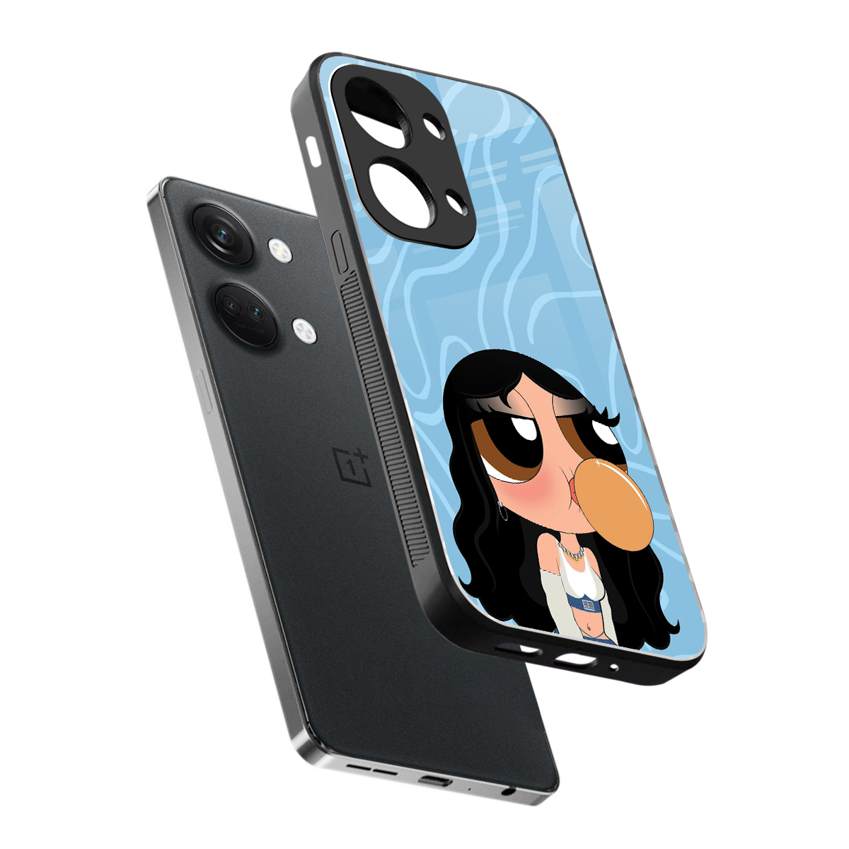 bubbly blue back phone cover | glass case for oneplus nord 3