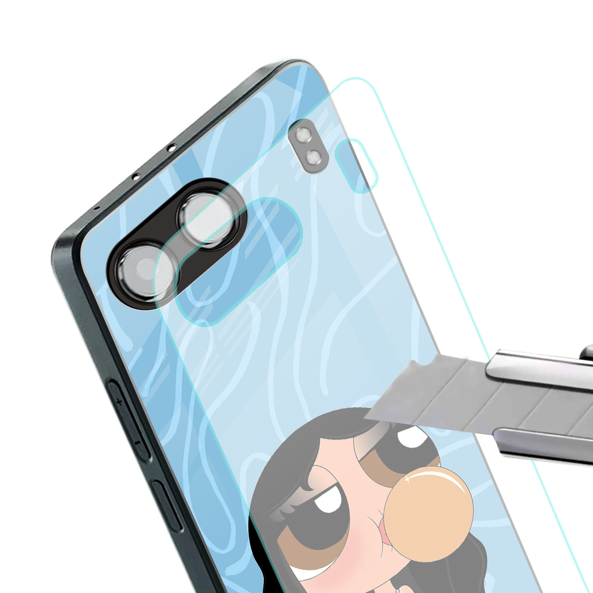 bubbly blue back phone cover | glass case for oneplus nord 4