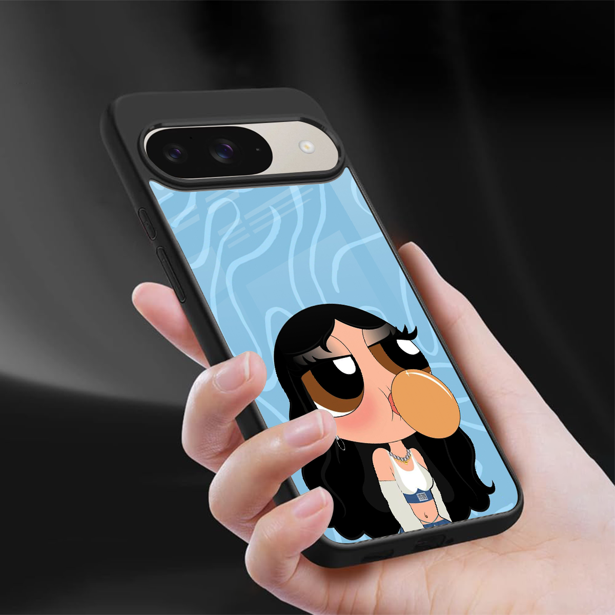 bubbly blue back phone cover | glass case for google pixel 9