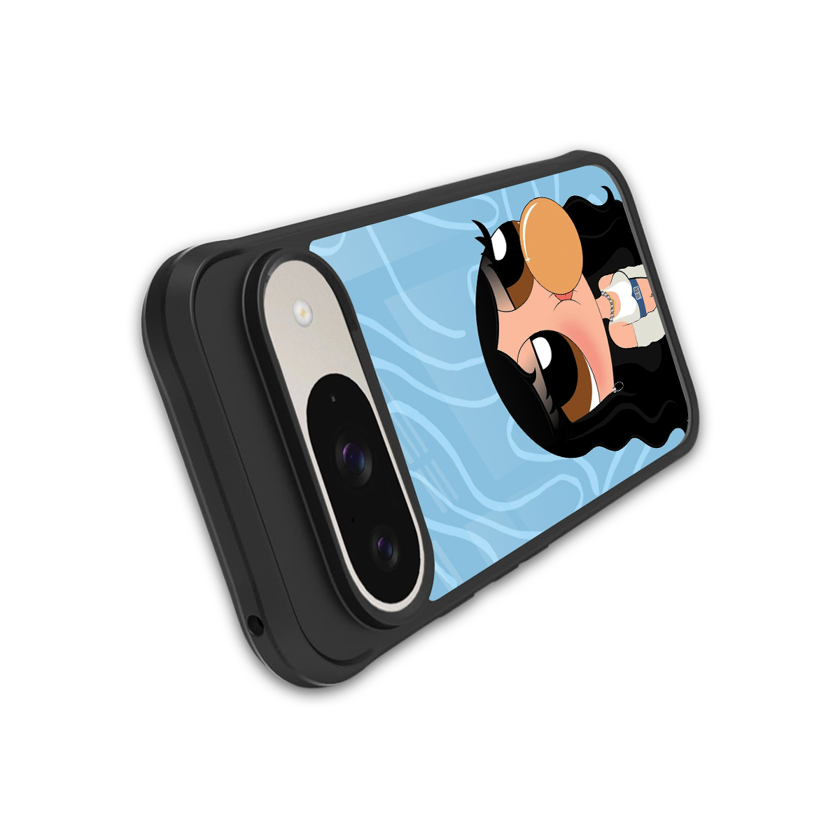 bubbly blue back phone cover | glass case for google pixel 9