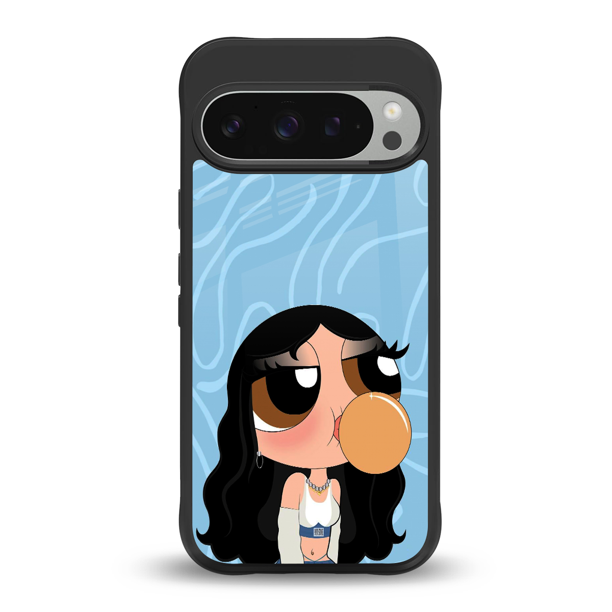 bubbly blue back phone cover | glass case for google pixel 9 pro