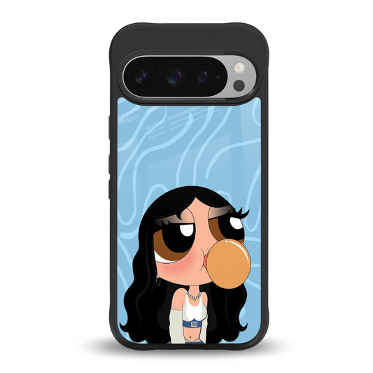 bubbly blue back phone cover | glass case for google pixel 9 pro