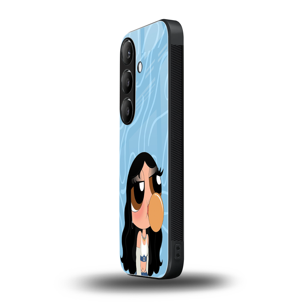bubbly blue back phone cover | glass case for samsung galaxy s24 fe