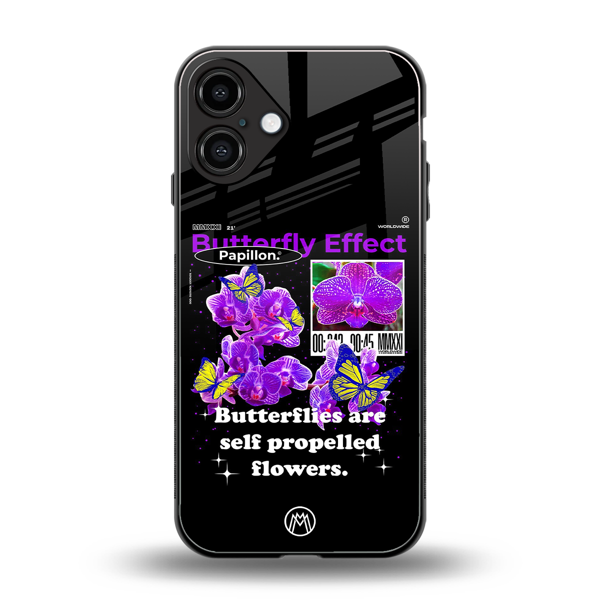butterfly effect back phone cover | glass case for iphone 16 plus