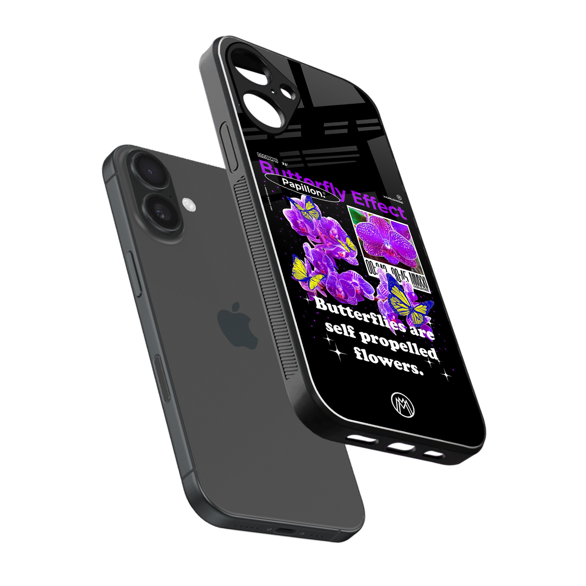 butterfly effect back phone cover | glass case for iphone 16 plus