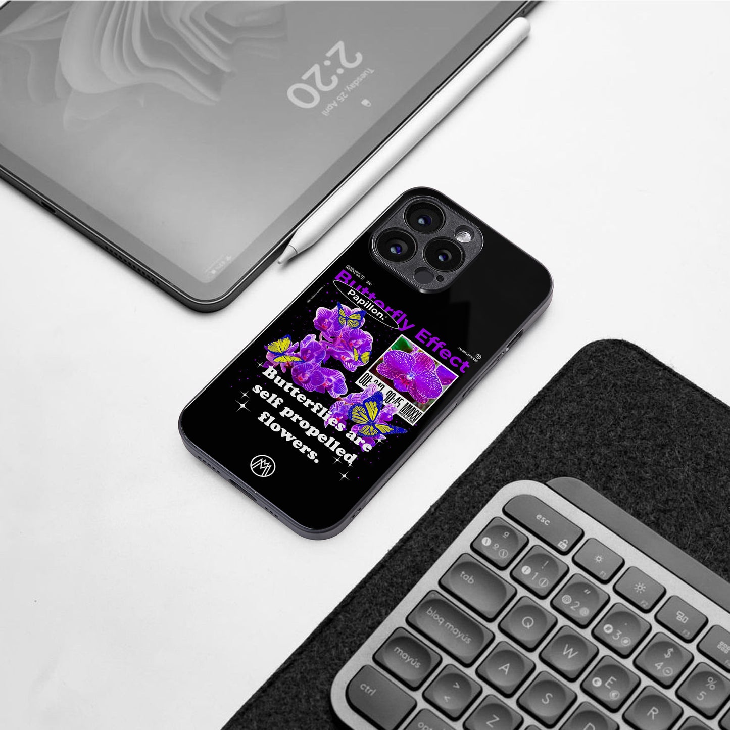 butterfly effect back phone cover | glass case for iphone 16 pro max