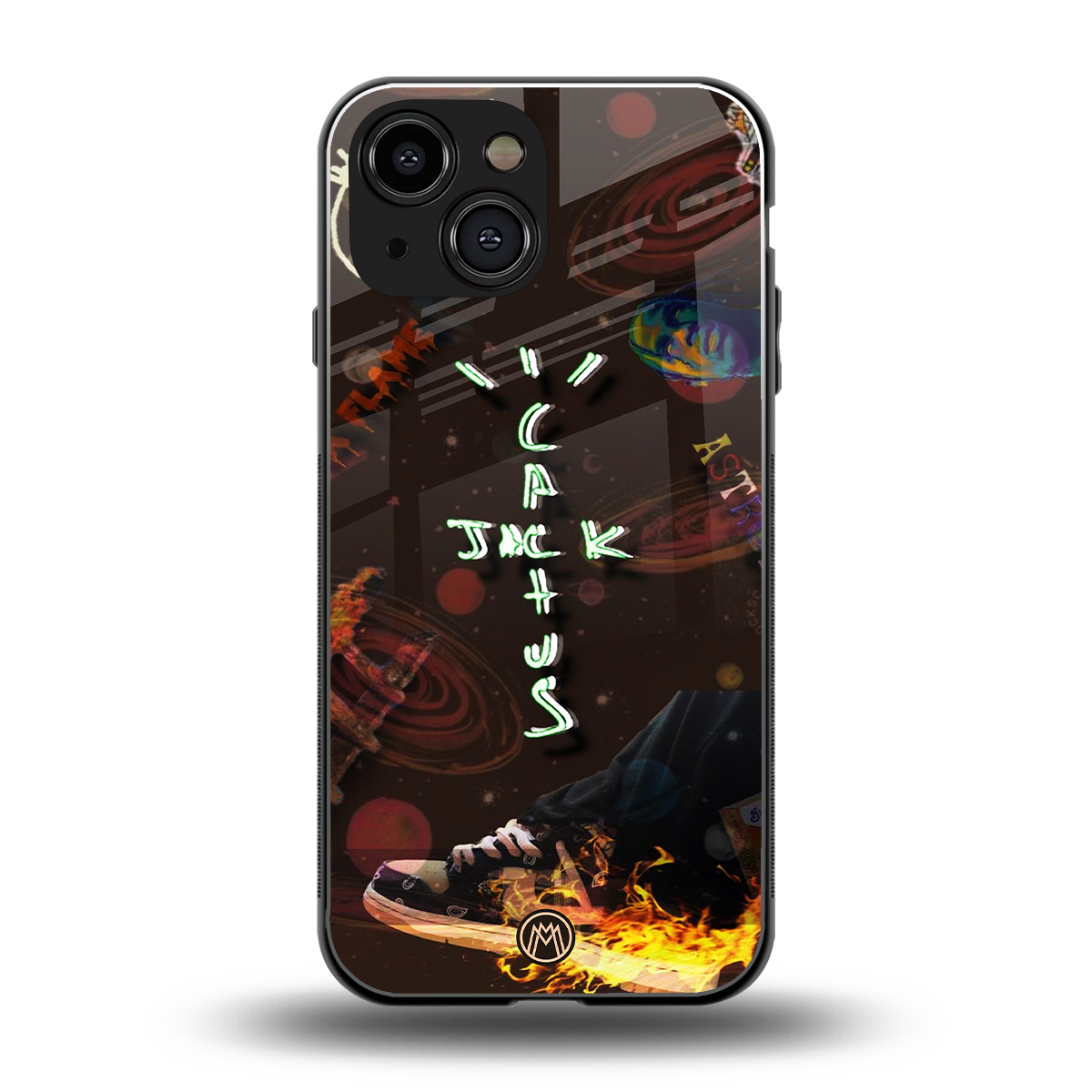 cactus jack brown back phone cover | glass case for iphone 13 mini