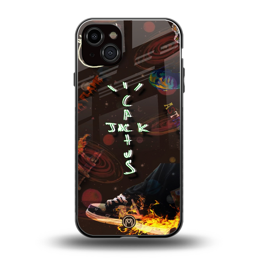 cactus jack brown back phone cover | glass case for iphone 14 plus