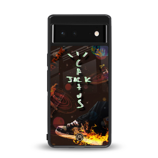 cactus jack brown back phone cover | glass case for google pixel 6