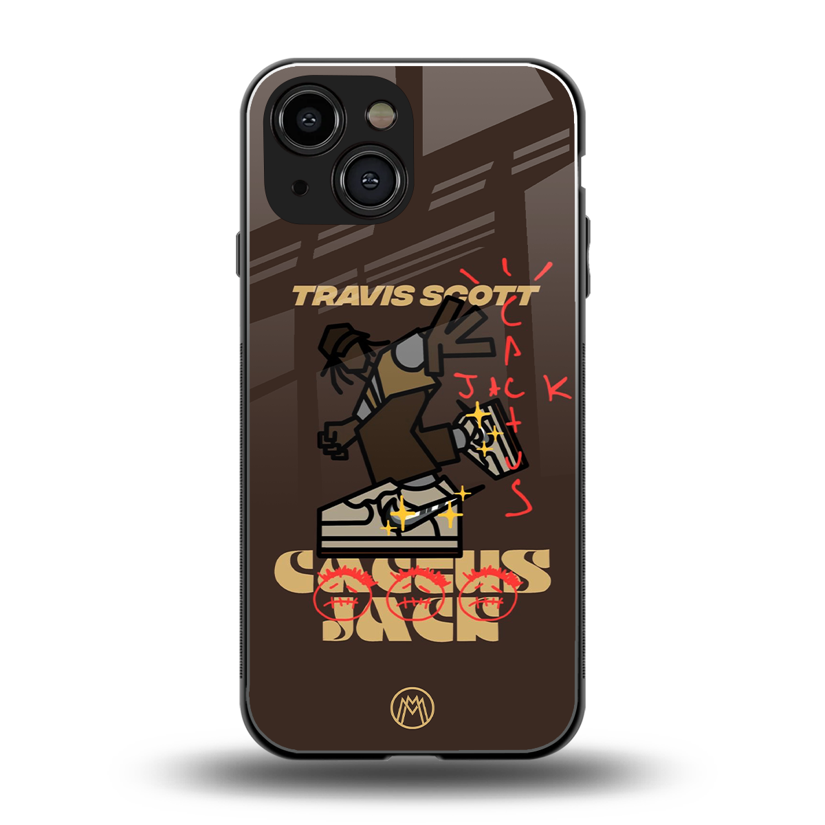 cactus jack travis scott brown back phone cover | glass case for iphone 13 mini