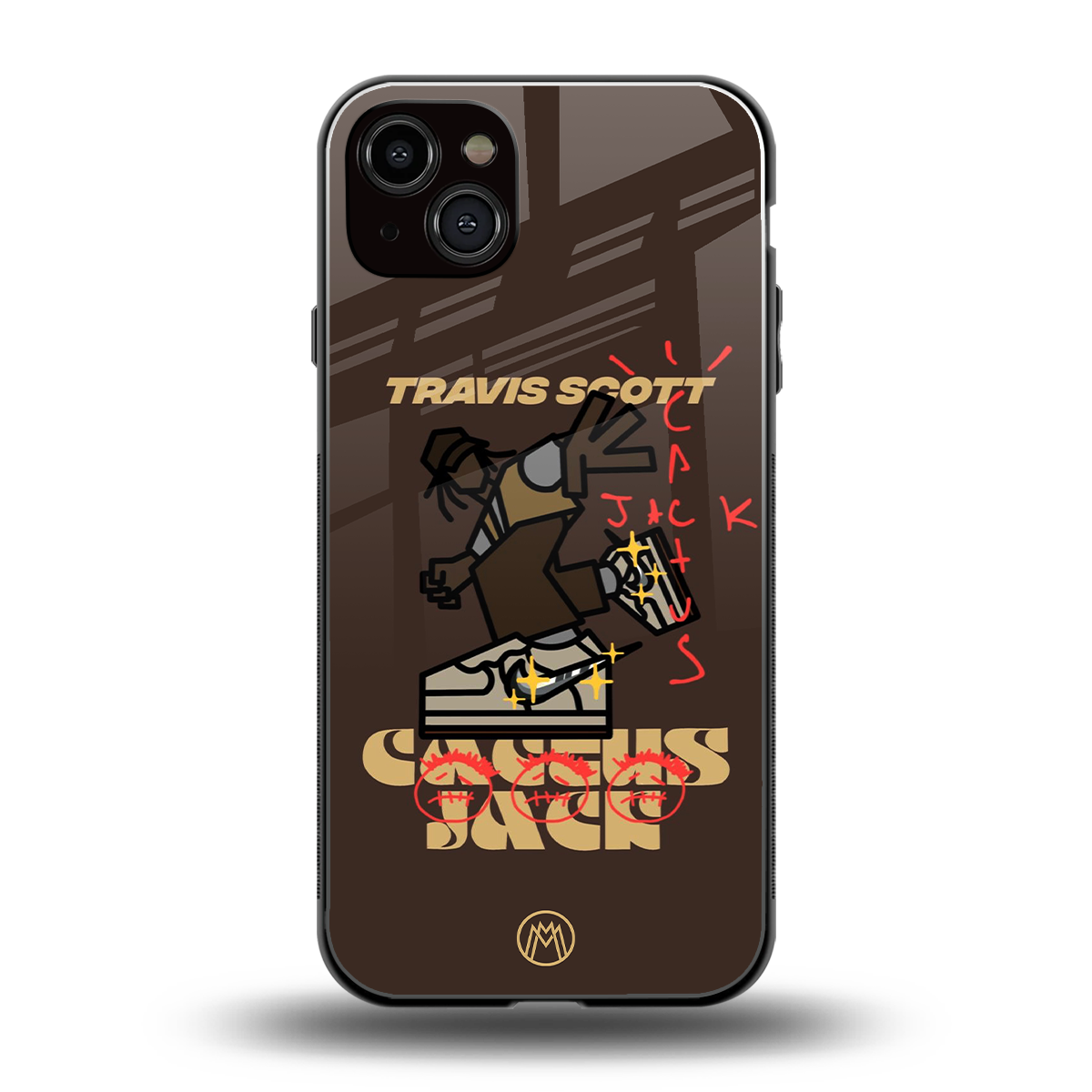 cactus jack travis scott brown back phone cover | glass case for iphone 14 plus