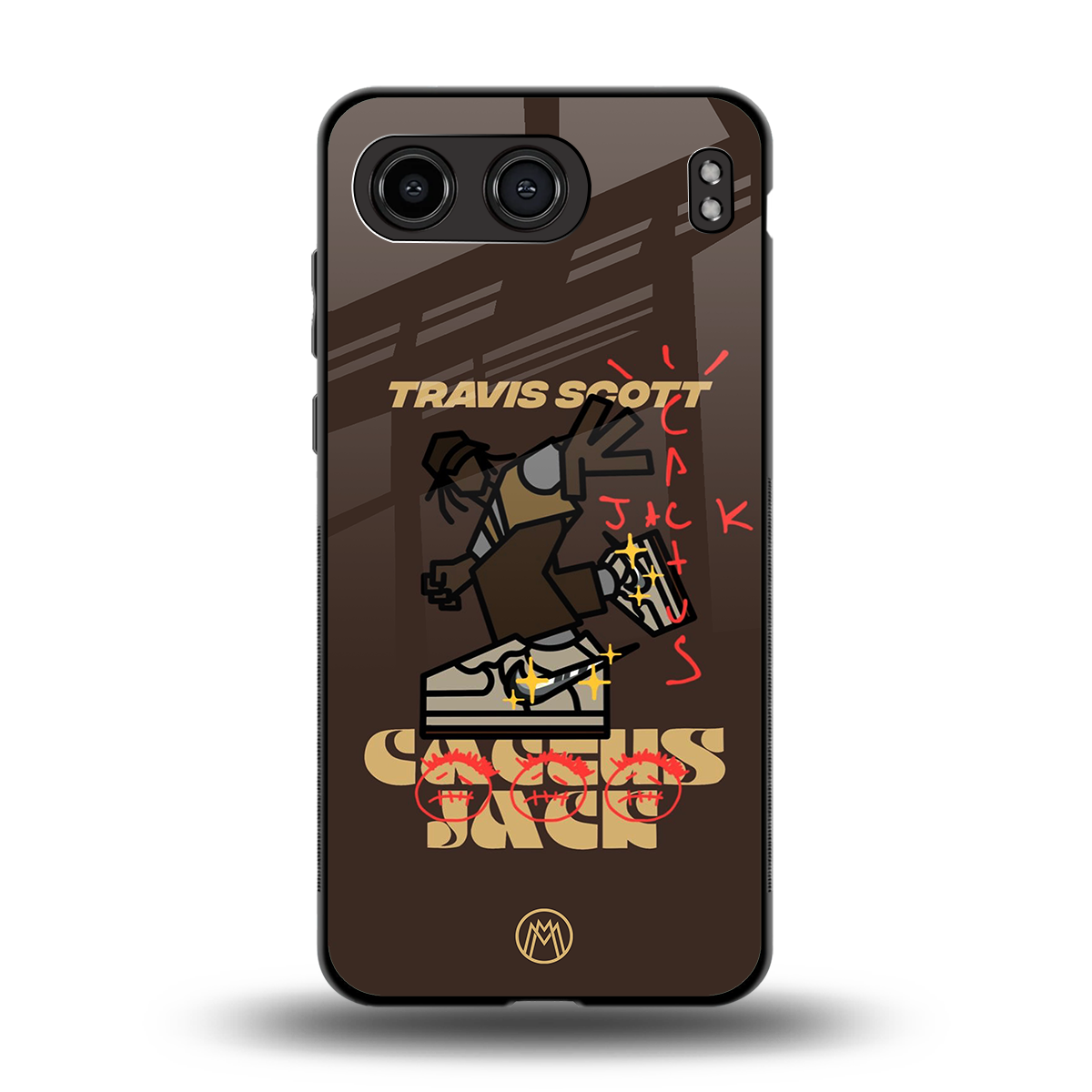 cactus jack travis scott brown back phone cover | glass case for oneplus nord 4