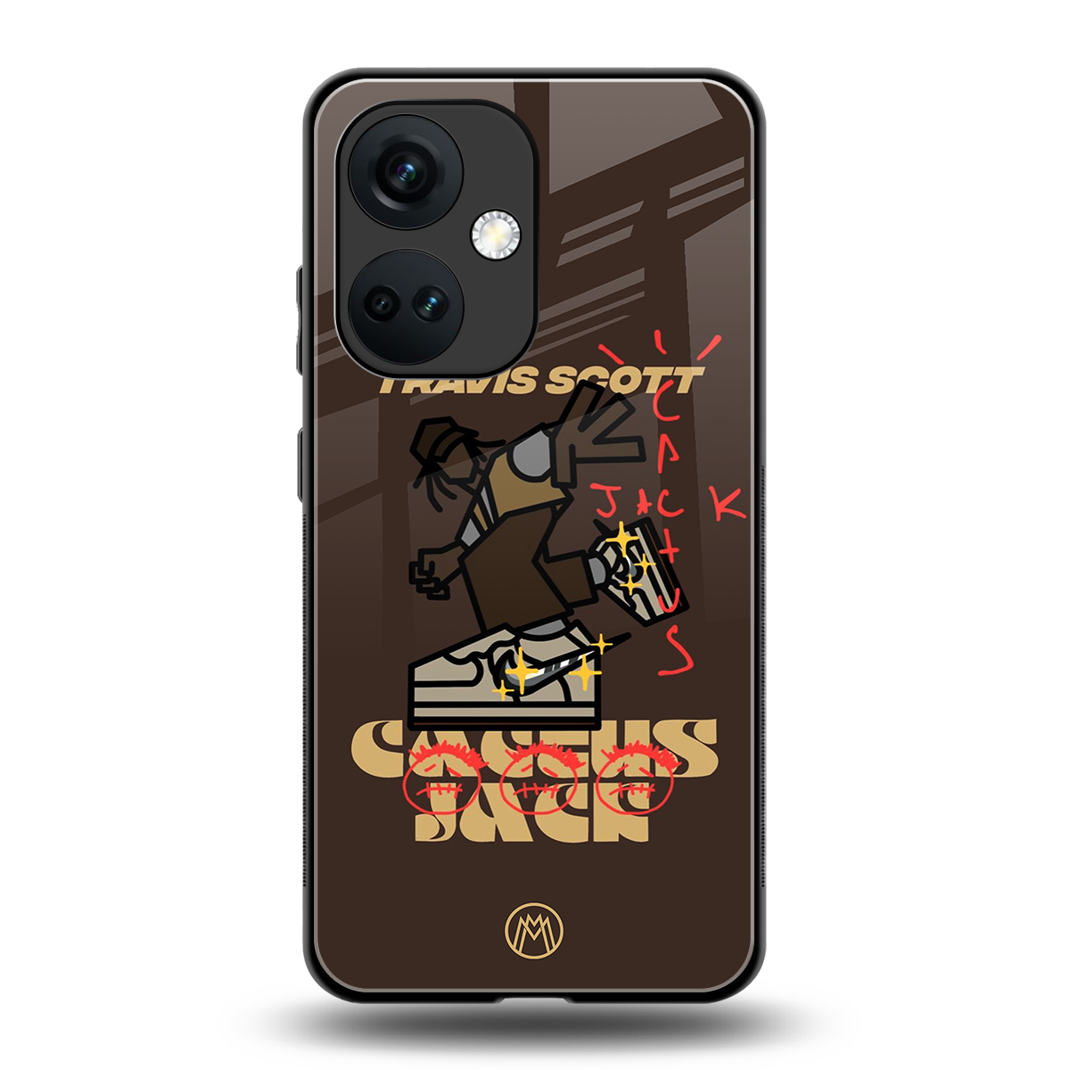 cactus jack travis scott brown back phone cover | glass case for oneplus nord ce 3