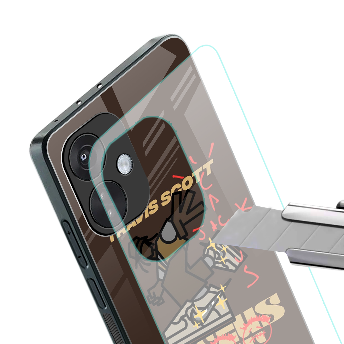 cactus jack travis scott brown back phone cover | glass case for oneplus nord ce 3