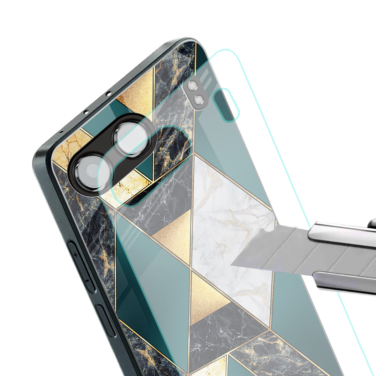 cadmium gold marble back phone cover | glass case for oneplus nord 4