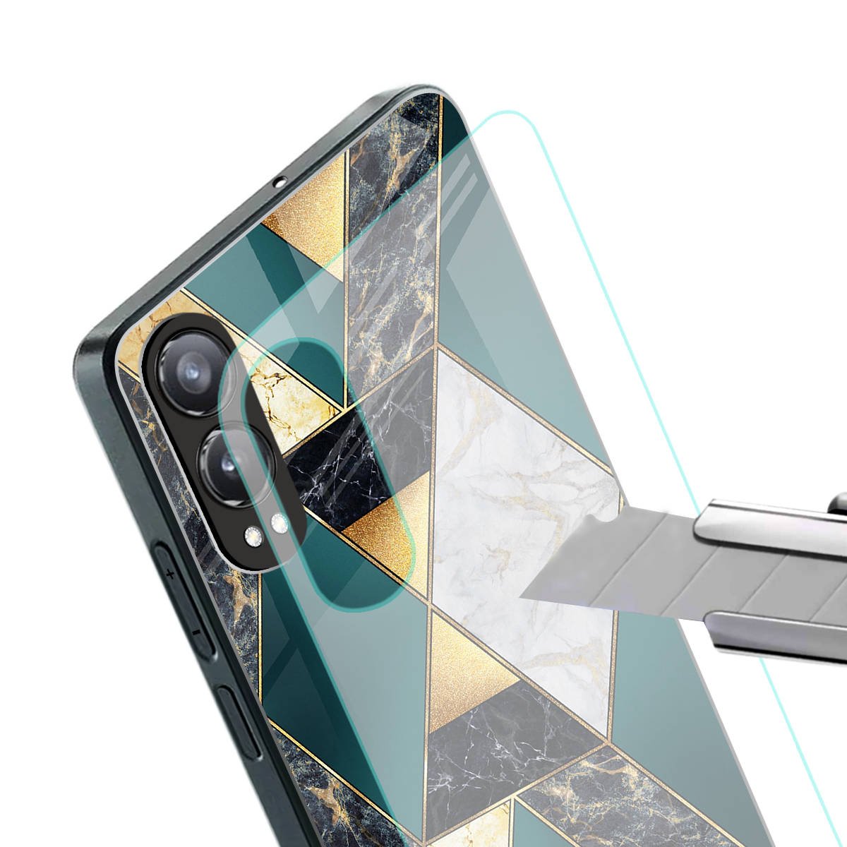 cadmium gold marble back phone cover | glass case for oneplus nord ce 4 lite